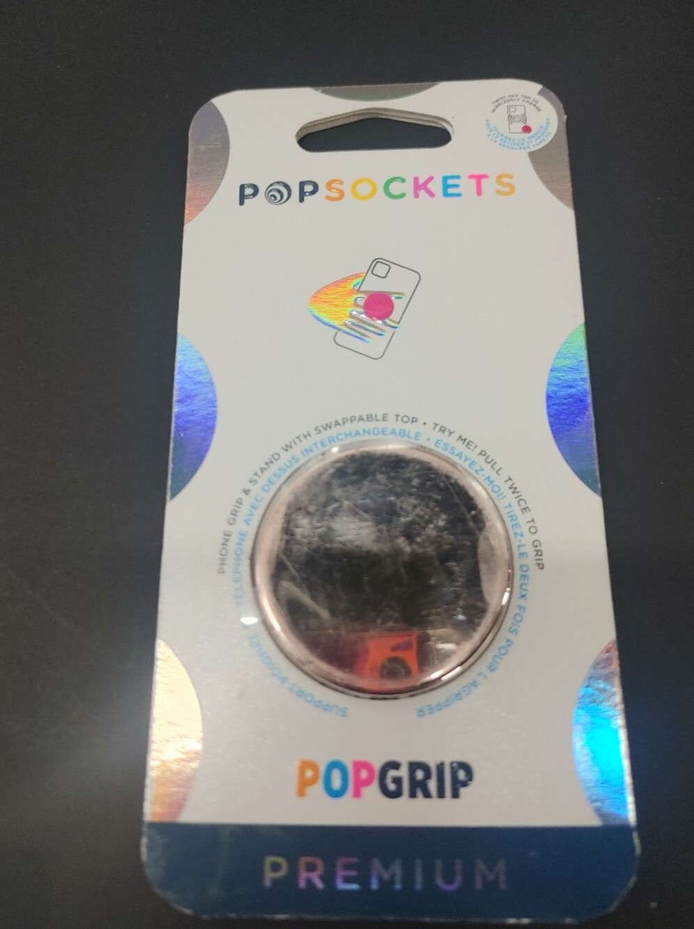 PopSocket PopGrip Phone Grip in Reflective Silver